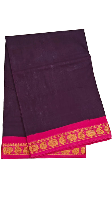 Rani Sungudi Cotton Saree Plain Small Contrast Border - 9.50Yards Madisar