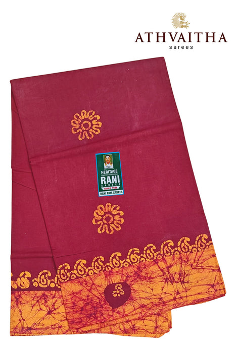 Rani Sungudi Cotton Without Zari Border - Plain Moodupani