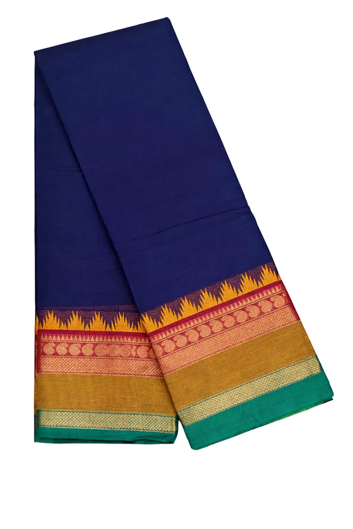 Blue saree with colorful Temple border 
