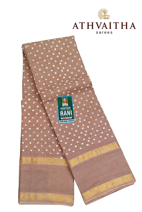 Rani Sungudi Cotton PolkaDot Doubleside Annamayil Border-Self
