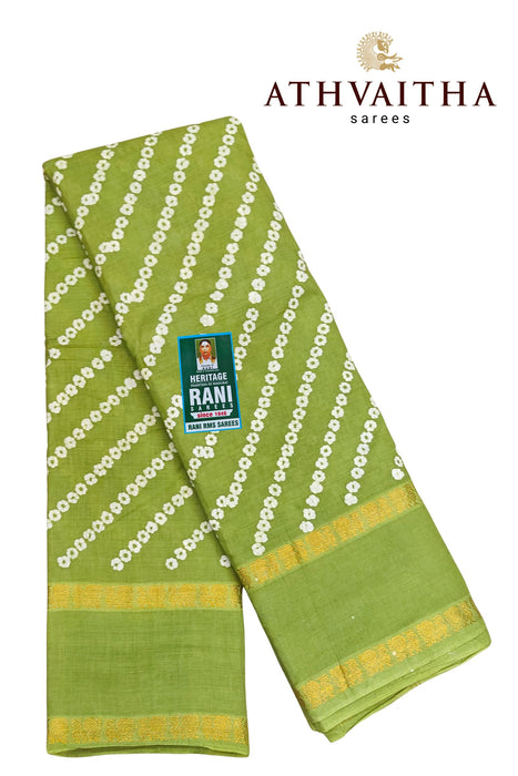 Rani Sungudi Cotton Cross Bandini With Doubleside Annamayil Border-Self