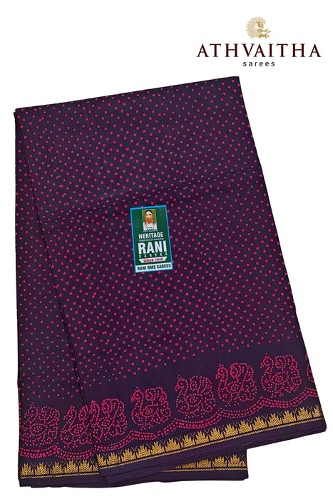 Rani Sungudi Saree Doubleside 1inch Border Self - Peacock