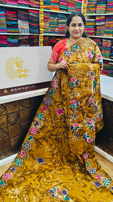 Rani Sungudi Cotton Sarees Without Zari Bathic Art