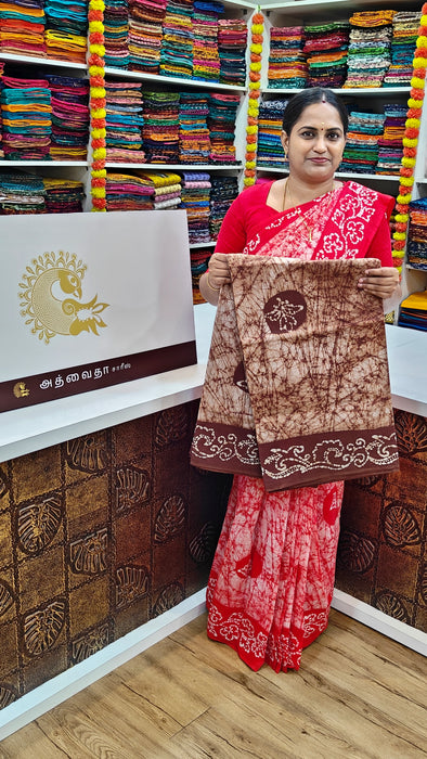Rani sungudi cotton-Moodupani Without Zari Border