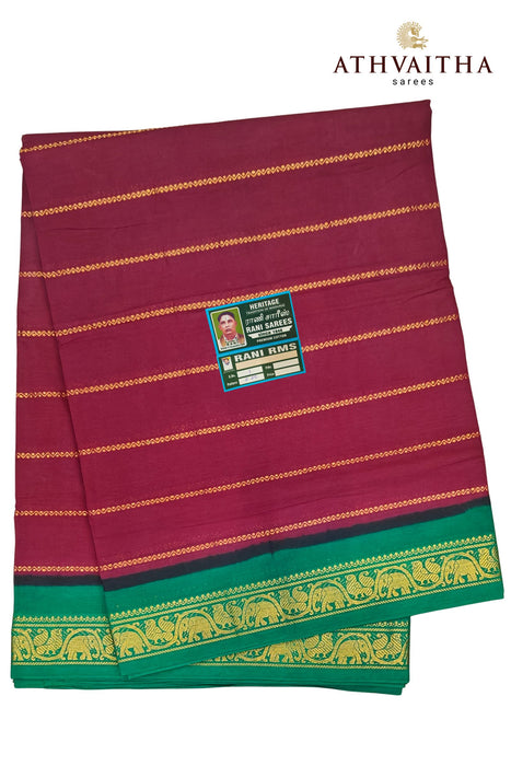 Sungudi Cotton Saree 10.50Yards Veldhari With Contrast Border