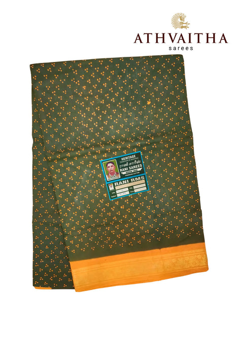 Madurai Sungudi Cotton Saree One Side Small Zari Border-Small 3 Dot Contrast