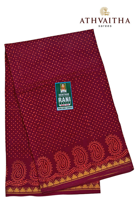 Rani Sungudi Saree Doubleside 1inch Border Self - Mango
