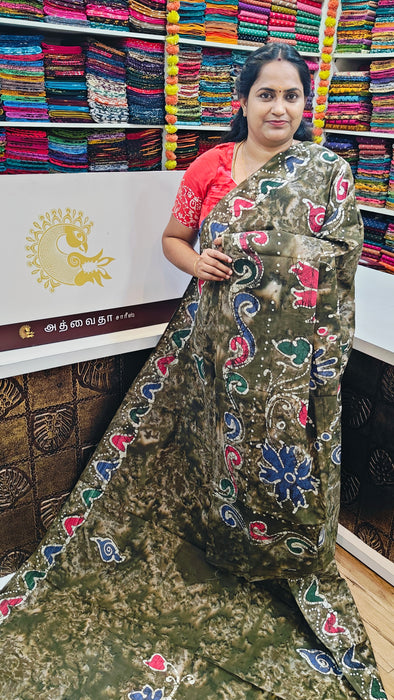 Rani Sungudi Cotton Sarees Without Zari Bathic Art