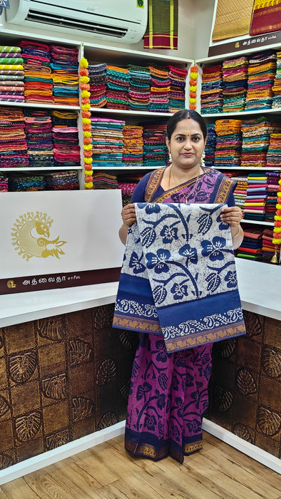 Heritage Rani Sarees 120 Count With Blouse-Flower Batik