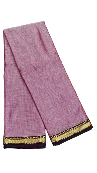 Narayanpet Cotton Saree - Pink With Maroon Thread Border