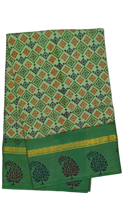 Rani Sungudi Cotton Sarees Double Side Border - Pistagreen-Green