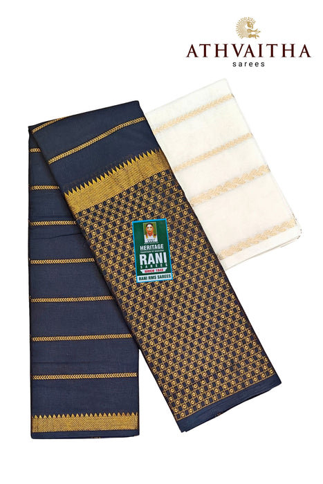 Rani 120's Vasigara Veldhari Doubleside Border Contrast With Blouse