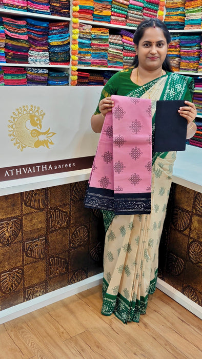 Rani Sungudi Cotton Sarees  Without Zari Kolam Design