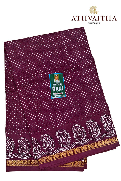 Rani Sungudi Saree Doubleside 1inch Border Self - Mango