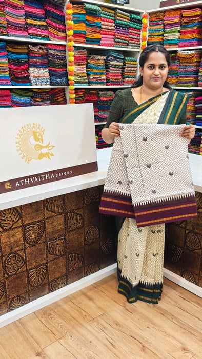 Rani Sungudi Cotton Sarees Plain Doubleside Rudhraksham Kolam