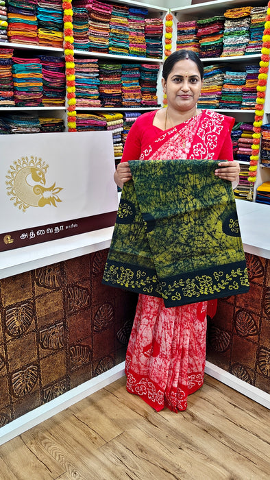 Rani sungudi cotton-Moodupani Without Zari Border