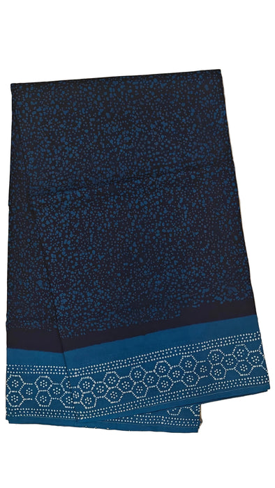 Rani 120's  Sungudi Cotton Sarees Without Zari Border Thelicha Print-DarkBlue-InkBlue