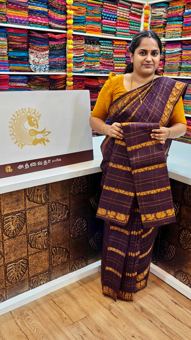 Rani Sungudi Cotton Sarees Veldhari Checks Self