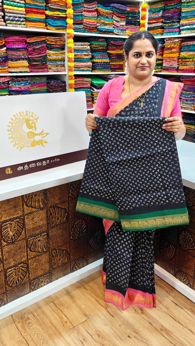 Heritage Rani Sungudi Sarees Doubleside Contrast Border - Sungudi Dots