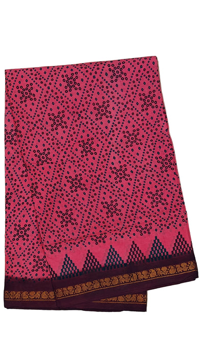 Rani 120's Hand Block Sungudi Cotton Sarees 1inch Border