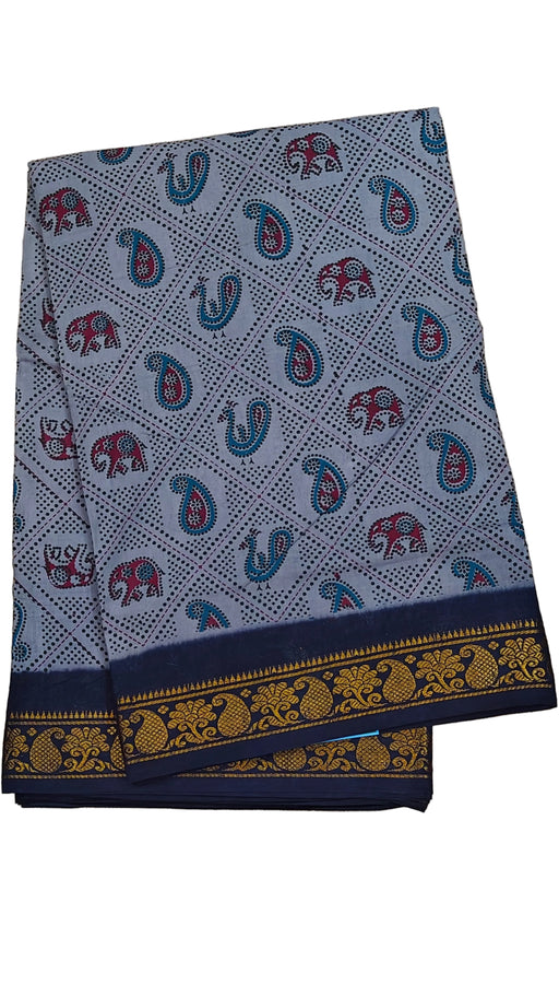 Traditional patterned fabric with elephants and paisleys