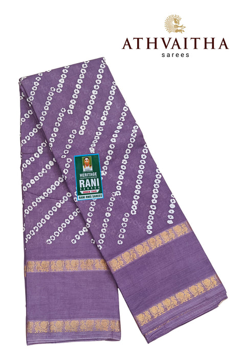 Rani Sungudi Cotton Cross Bandini With Doubleside Annamayil Border-Self