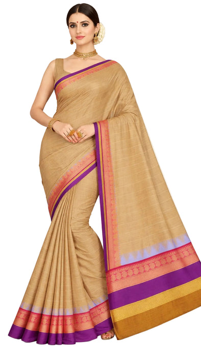 Rani Rich Cotton Saree – Sandal Zari Border