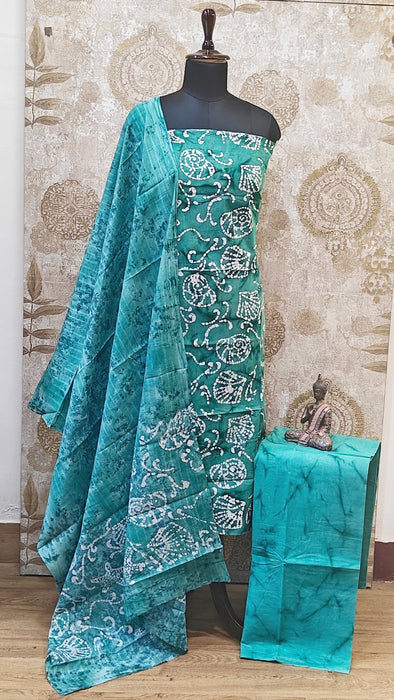 Rani Sungudi Cotton Salwar Material - RamaGreen