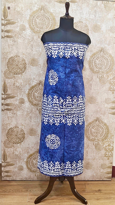 Rani 120's Soft Mul Mul Cotton Batic Top Material - Blue