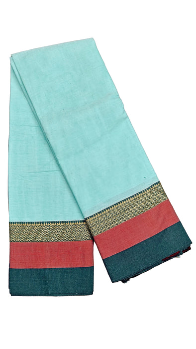 Narayanpet Cotton Saree - SkyBlue Thread Border
