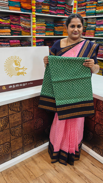 Rani Sungudi Cotton Polkadot Doubleside Kaasumalai Contrast Border