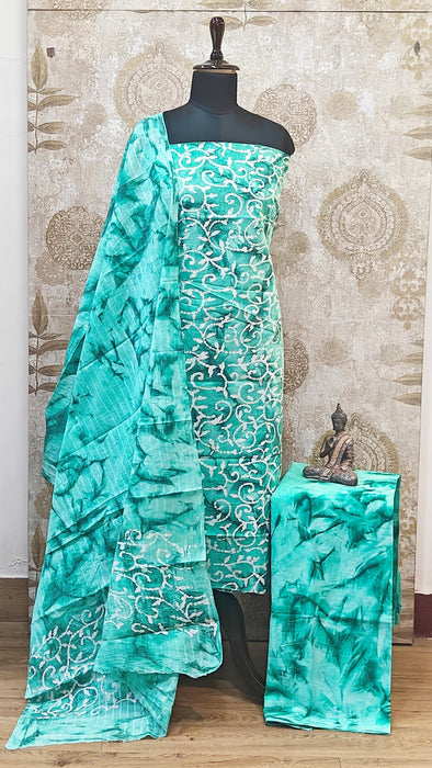 Rani Sungudi Cotton Salwar Material - Green