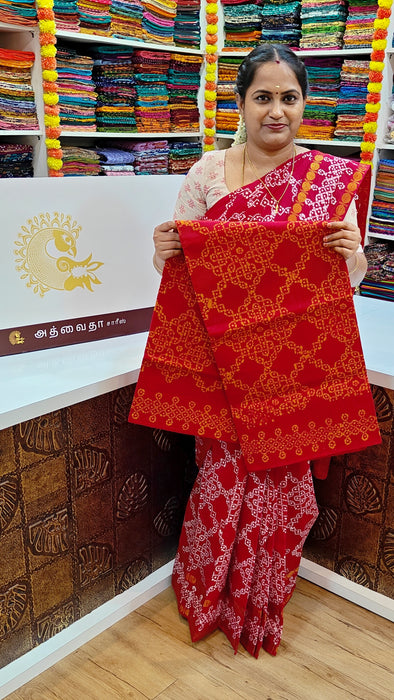 Heritage Rani Sungudi Cotton Saree Without Zari Border - Kolam