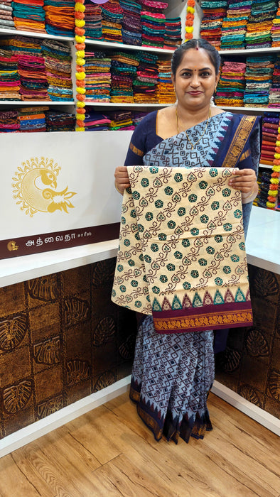 Rani Sungudi Cotton Saree One Side Small Border - Fancy Ragoli