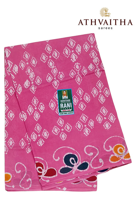 Rani Sungudi Cotton Without Zari Border With Blouse - Hand Art