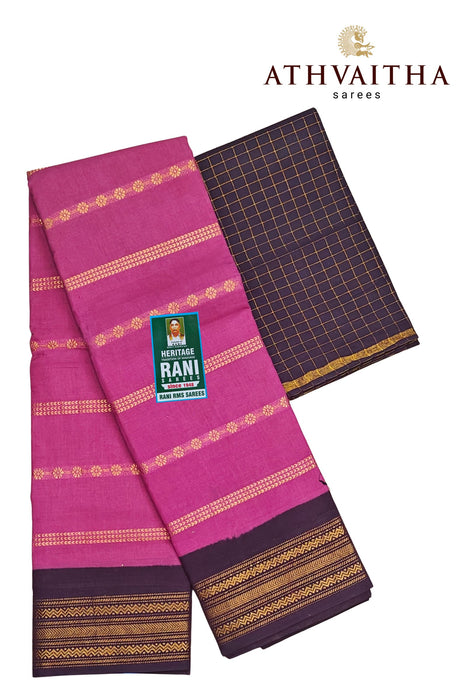 Rani Sungudi Saree Kamalam Veldhari Doubleside Contrast Border With Blouse