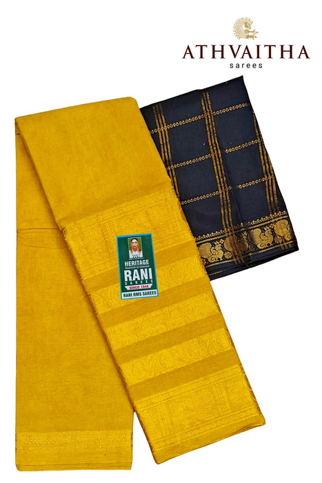 Rani Sungudi Sarees 120's Lotus Self Fancy Doubleside Border With Blouse