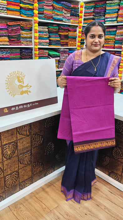 Rani Sungudi Cotton Saree One Side Small Border - Plain