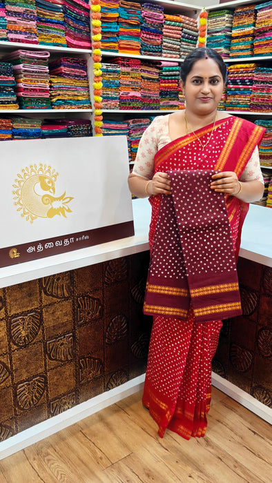 Rani Sungudi Cotton Saree With Doubleside Kasumalai Self Border