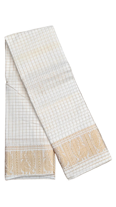 Sungudi Cotton Zari Checks Saree – Handcrafted Elegance from Madurai -White
