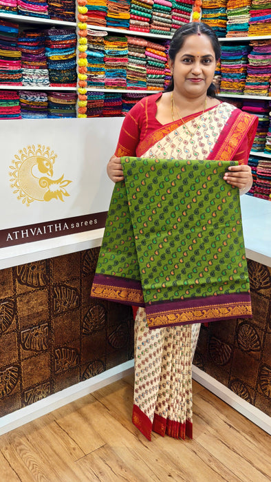Rani Sungudi Cotton Sarees Doubleside Contrast Border - Cross Mango