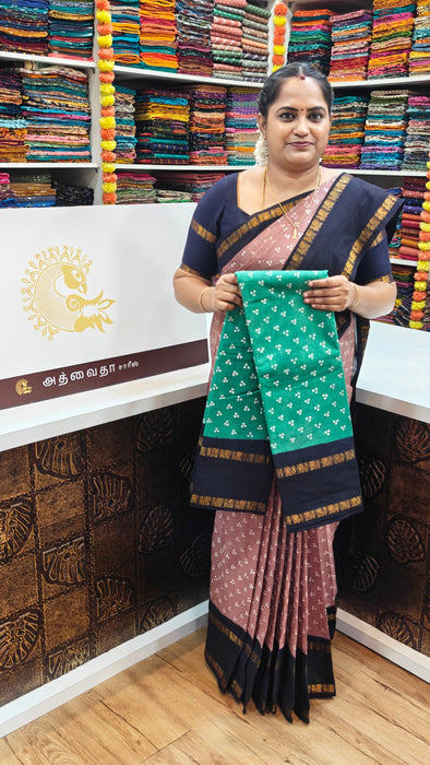 Rani Sungudi Cotton 3 Dot With Doubleside Annamayil Contrast Border