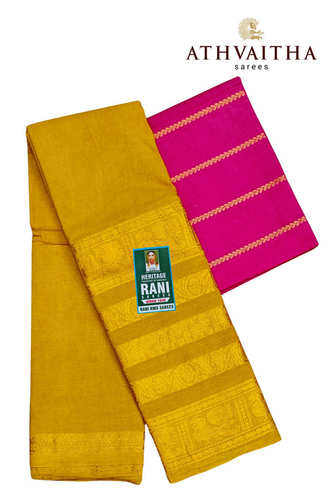 Rani Sungudi Sarees 120's Lotus Self Fancy Doubleside Border With Blouse