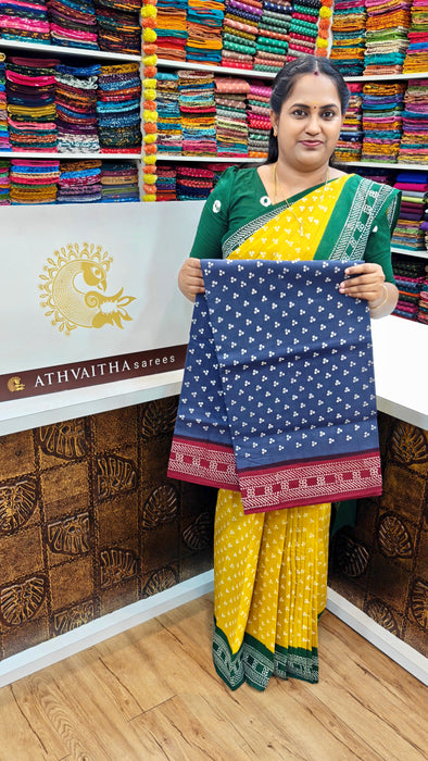 Rani Sungudi Cotton Sarees without zari border - Three Dot