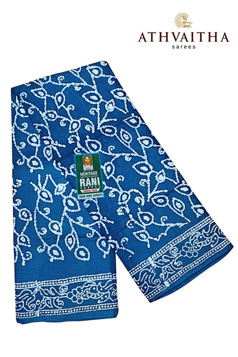 Heritage Rani Sungudi Sarees Without Zari Border Fancy Cool Cotton-PeacockBlue B
