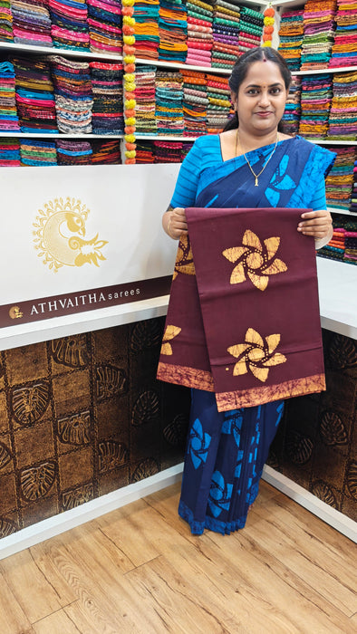 Rani Sungudi Cotton Sarees  Without Zari Flower Design