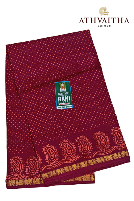 Rani Sungudi Saree Doubleside 1inch Border Self - Mango