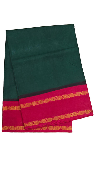 Rani Sungudi Cotton Saree Plain Rudhraksham contrast Border - 9.50Yards Madisar