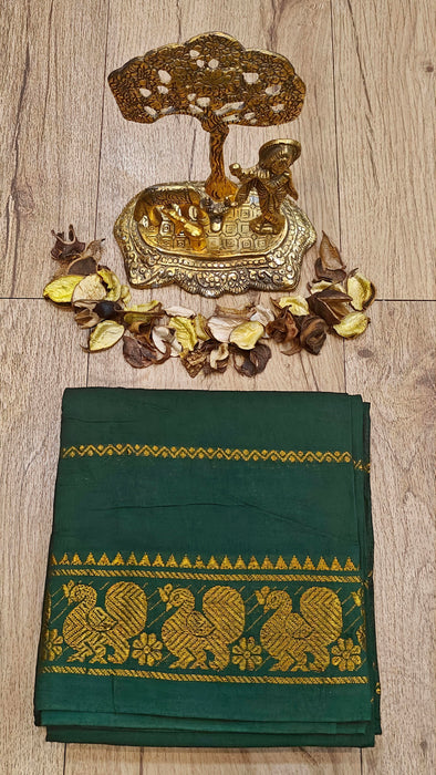 Rani Sungudi Veldhari Blouse Material - BottleGreen