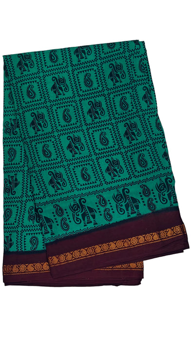 Rani 120's Hand Block Sungudi Cotton Sarees 1inch Border